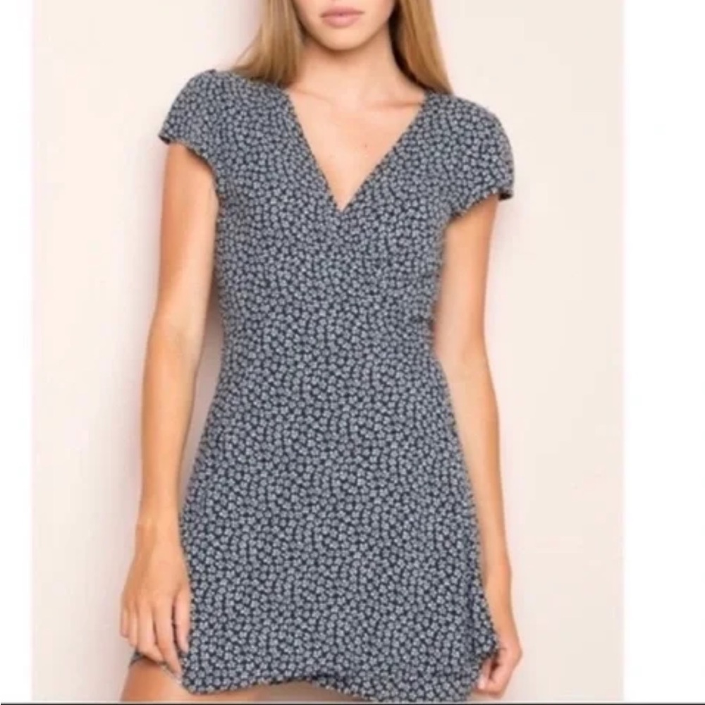 brandy melville blue floral wrap dress